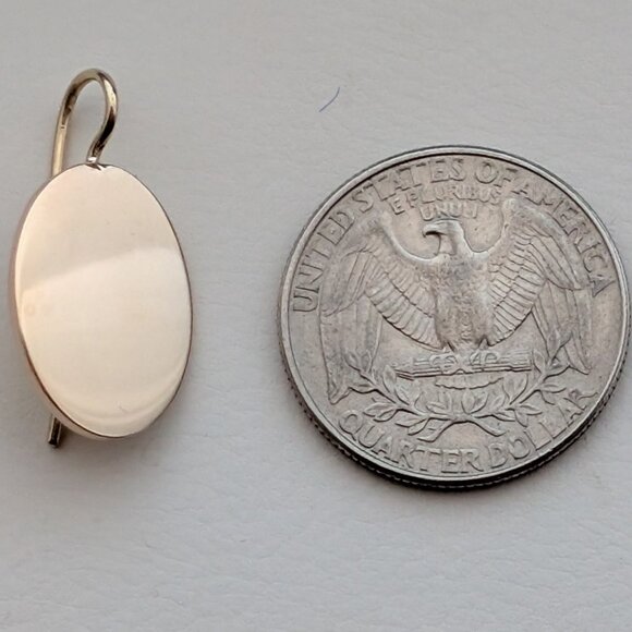 Vintage Solid 14K Yellow Gold Engravable Mirror Finish Dangle Drop EARRINGS - Picture 5 of 8